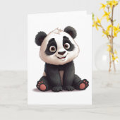 Sitzende Panda-Bär-Cartoon-Illustrationskunst Karte (Gelbe Blume)