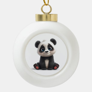 Sitzende Panda-Bär-Cartoon-Illustrationskunst Keramik Kugel-Ornament