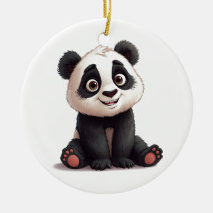 Sitzende Panda-Bär-Cartoon-Illustrationskunst Keramik Ornament