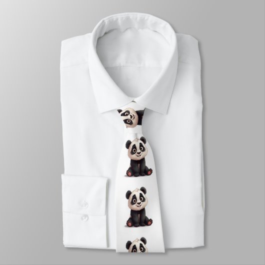 Sitzende Panda-Bär-Cartoon-Illustrationskunst Krawatte (Gebunden)