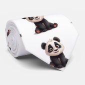 Sitzende Panda-Bär-Cartoon-Illustrationskunst Krawatte (Gerollt)