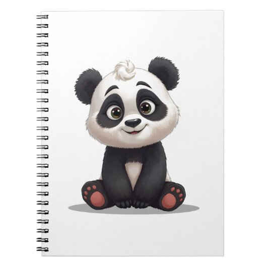 Sitzende Panda-Bär-Cartoon-Illustrationskunst Notizblock (Vorderseite)