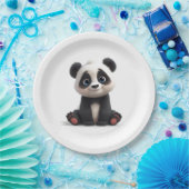 Sitzende Panda-Bär-Cartoon-Illustrationskunst Pappteller (Party)