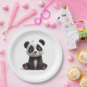 Sitzende Panda-Bär-Cartoon-Illustrationskunst Pappteller (Party)