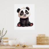 Sitzende Panda-Bär-Cartoon-Illustrationskunst Poster (Küche)