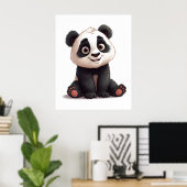 Sitzende Panda-Bär-Cartoon-Illustrationskunst Poster (Heimbüro)