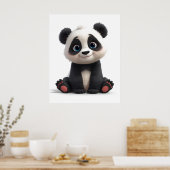 Sitzende Panda-Bär-Cartoon-Illustrationskunst Poster (Küche)