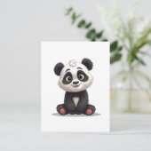 Sitzende Panda-Bär-Cartoon-Illustrationskunst Postkarte (Stehend Vorderseite)