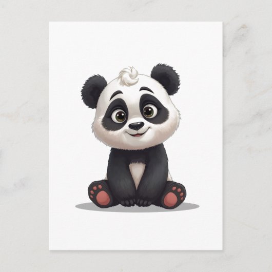 Sitzende Panda-Bär-Cartoon-Illustrationskunst Postkarte (Vorderseite)