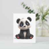 Sitzende Panda-Bär Cartoon-Illustrationskunst Postkarte (Stehend Vorderseite)