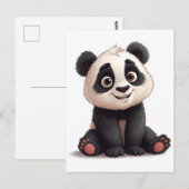 Sitzende Panda-Bär-Cartoon-Illustrationskunst Postkarte (Vorne/Hinten)