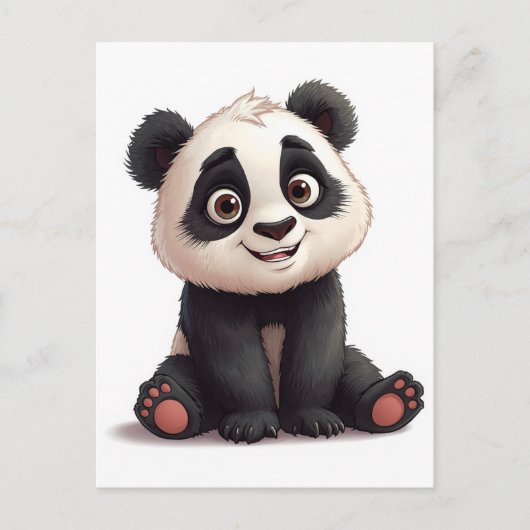 Sitzende Panda-Bär-Cartoon-Illustrationskunst Postkarte (Vorderseite)
