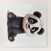 Sitzende Panda-Bär-Cartoon-Illustrationskunst Puzzle (Horizontal)
