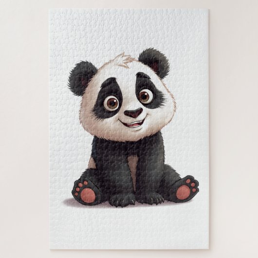 Sitzende Panda-Bär-Cartoon-Illustrationskunst Puzzle (Vertikal)