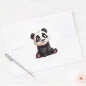 Sitzende Panda-Bär-Cartoon-Illustrationskunst Runder Aufkleber (Umschlag)