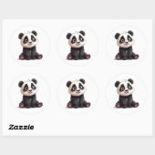 Sitzende Panda-Bär-Cartoon-Illustrationskunst Runder Aufkleber (Blatt)