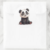 Sitzende Panda-Bär-Cartoon-Illustrationskunst Runder Aufkleber (Tasche)