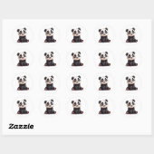 Sitzende Panda-Bär-Cartoon-Illustrationskunst Runder Aufkleber (Blatt)