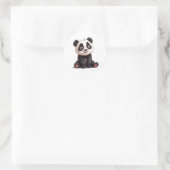 Sitzende Panda-Bär-Cartoon-Illustrationskunst Runder Aufkleber (Tasche)