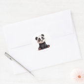 Sitzende Panda-Bär-Cartoon-Illustrationskunst Runder Aufkleber (Umschlag)