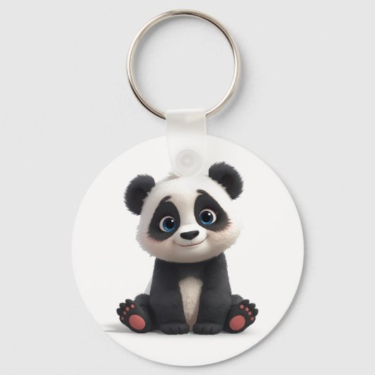 Sitzende Panda-Bär-Cartoon-Illustrationskunst Schlüsselanhänger (Vorderseite)
