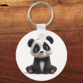 Sitzende Panda-Bär-Cartoon-Illustrationskunst Schlüsselanhänger (Rückseite)