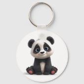 Sitzende Panda-Bär-Cartoon-Illustrationskunst Schlüsselanhänger (Rückseite)