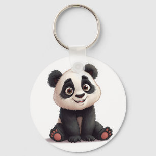 Sitzende Panda-Bär-Cartoon-Illustrationskunst Schlüsselanhänger