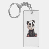 Sitzende Panda-Bär-Cartoon-Illustrationskunst Schlüsselanhänger (Vorderseite links)