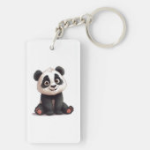 Sitzende Panda-Bär-Cartoon-Illustrationskunst Schlüsselanhänger (Rückseite)