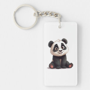 Sitzende Panda-Bär-Cartoon-Illustrationskunst Schlüsselanhänger