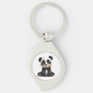 Sitzende Panda-Bär-Cartoon-Illustrationskunst Schlüsselanhänger