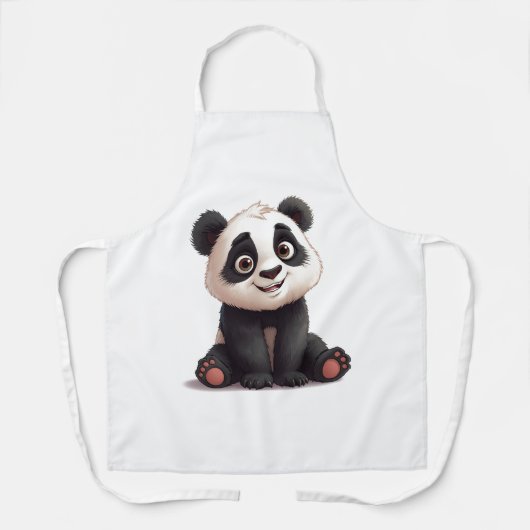 Sitzende Panda-Bär-Cartoon-Illustrationskunst Schürze (Vorderseite)