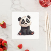 Sitzende Panda-Bär-Cartoon-Illustrationskunst Serviette (Beispiel)