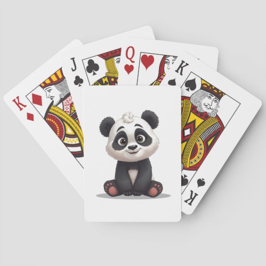 Sitzende Panda-Bär-Cartoon-Illustrationskunst Spielkarten (Rückseite)