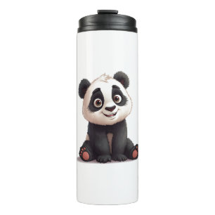 Sitzende Panda-Bär-Cartoon-Illustrationskunst Thermosbecher
