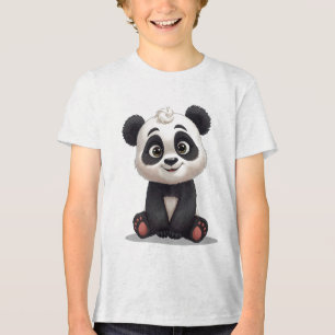 Sitzende Panda-Bär-Cartoon-Illustrationskunst Tri-Blend Shirt