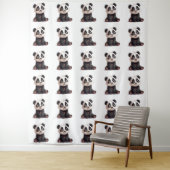 Sitzende Panda-Bär-Cartoon-Illustrationskunst Wandteppich (Beispiel)