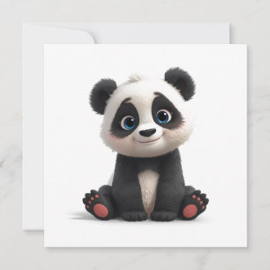 Sitzende Panda-Bär-Cartoon-Illustrationskunstkarte