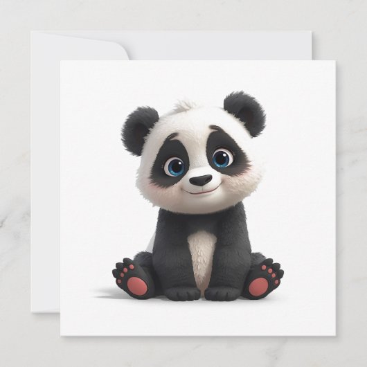 Sitzende Panda-Bär-Cartoon-Illustrationskunstkarte (Vorderseite)