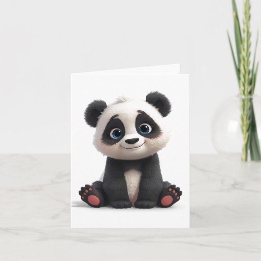 Sitzende Panda-Bär-Cartoon-Illustrationskunstkarte (Vorderseite)