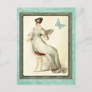Sitzende Regency-Dame - Türkis Postkarte