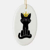 Sitzende schwarze Katze mit Goldkrone Keramikornament (Rechts)