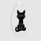 Sitzende schwarze Katze Ornament (Vorderseite)