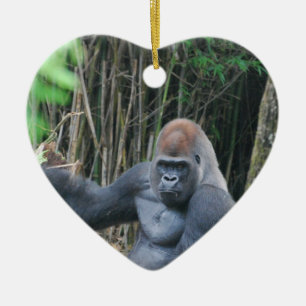 Sitzende Silverback-Gorilla-Verzierung Keramik Ornament