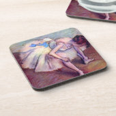 Sitzende Tänzerin von Edgar Degas, Vintage Ballett Getränkeuntersetzer (Linke Seite)