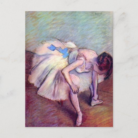 Sitzende Tänzerin von Edgar Degas, Vintage Ballett Postkarte (Vorderseite)