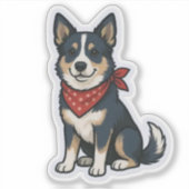 Sitzender Blue Heeler Australian Cattle Dog Aufkleber (Vorderseite)