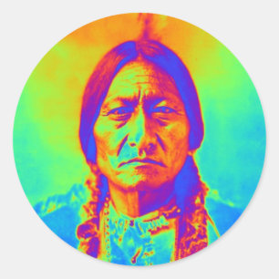 Sitzender Bulle Runder Aufkleber