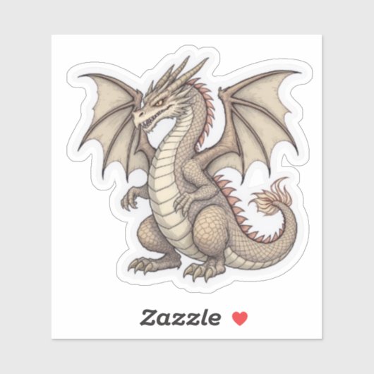 Sitzender Drache Aufkleber (Blatt)